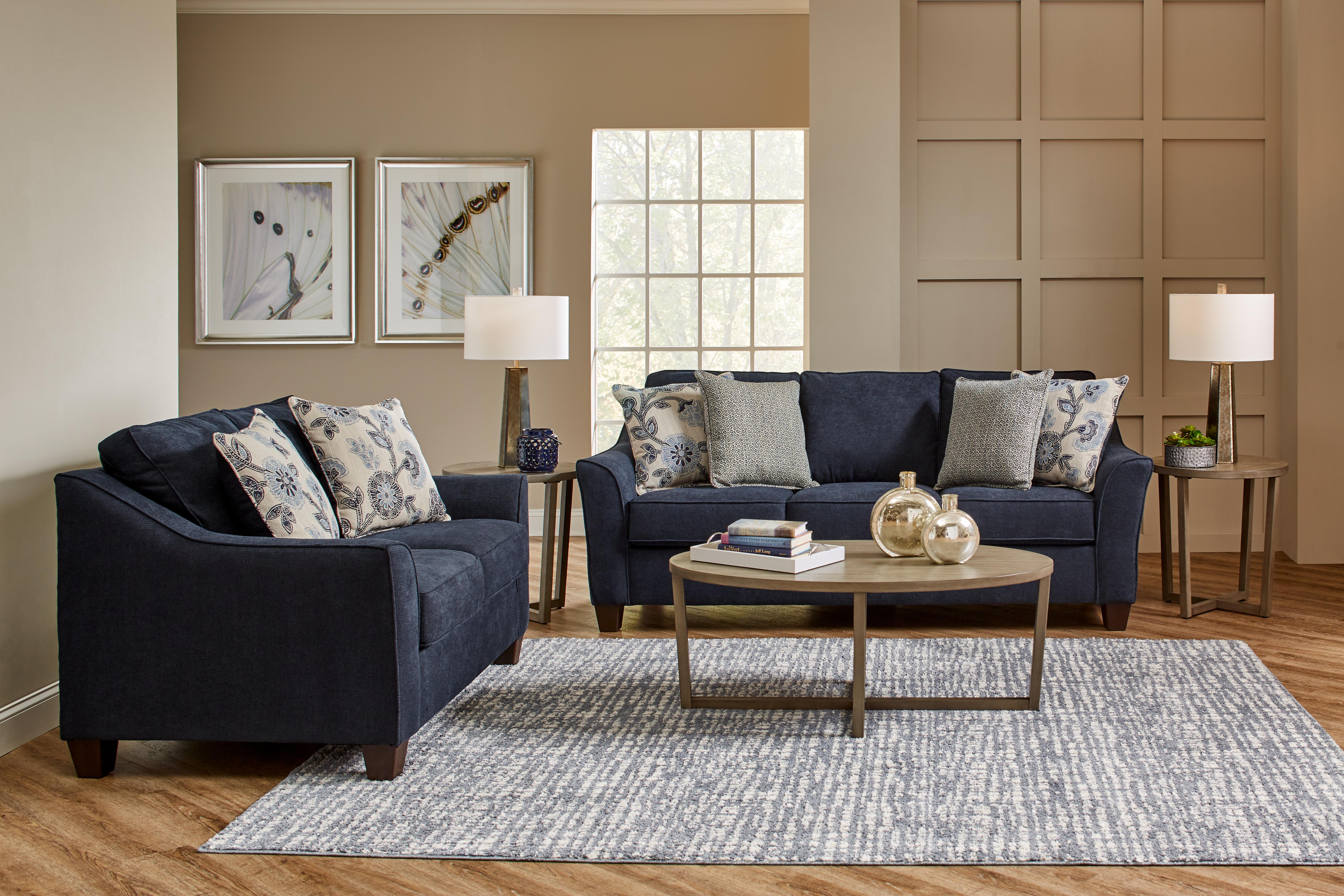 Rent to Own Lane Furniture 2 Piece Prelude Navy Sofa & Loveseat at